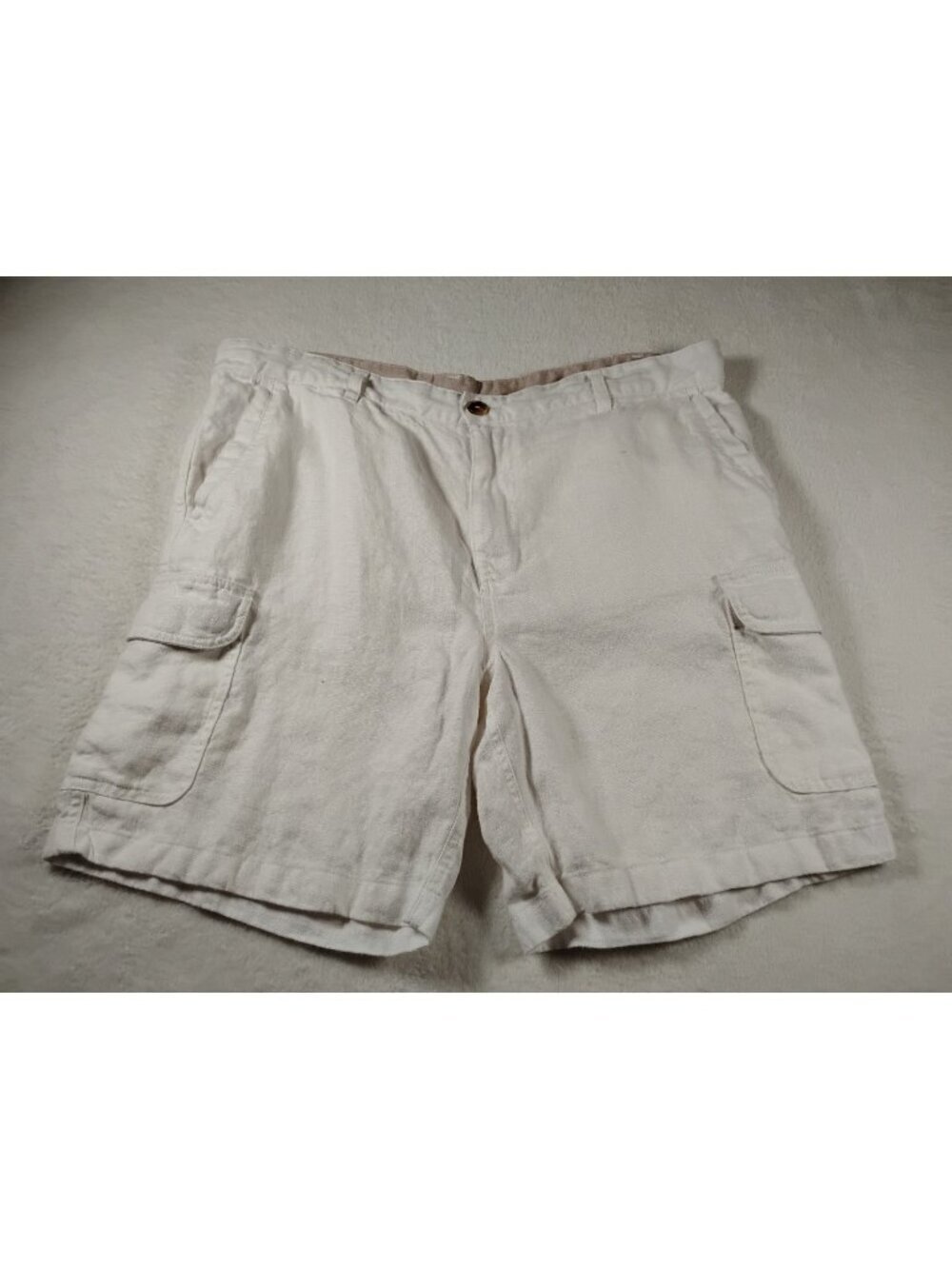 Vtg C & C California Mens Linen Shorts Beach Casual Size 38 White Pockets